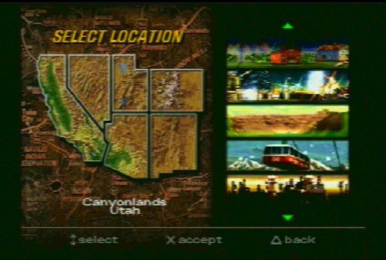 Vigilante 8 (PlayStation) screenshot: Selecting a Stage
