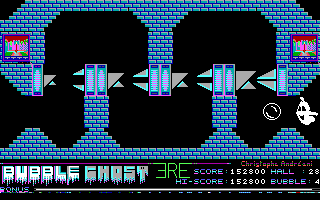 Bubble Ghost (DOS) screenshot: Hall 28 (EGA).