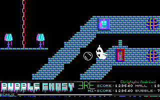Bubble Ghost (DOS) screenshot: Hall 18 (EGA).