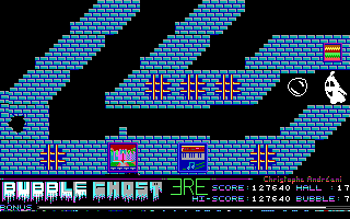 Bubble Ghost (DOS) screenshot: Hall 17 (EGA).