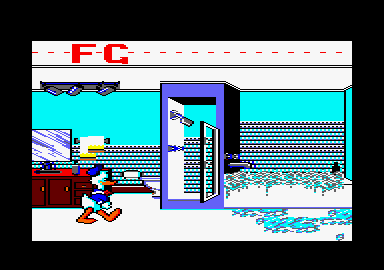 Donald's Alphabet Chase (Amstrad CPC) screenshot: In the bathroom.