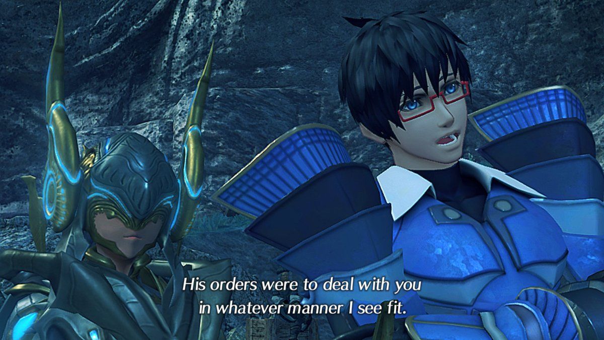 Xenoblade Chronicles 2 (Nintendo Switch) screenshot: Obrona and Akhos are among those with less noble reasons for opposing the party.