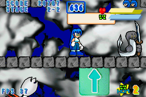 Nekomata Tanteisha (Windows) screenshot: These sword-wielding eels are a common sight in the second half of the level.