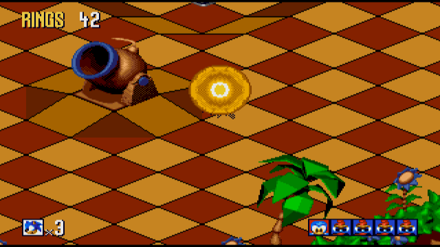 Sonic 3D Blast (Wii) screenshot: Sonic with yellow shield