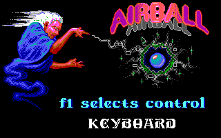 Airball (DOS) screenshot: Control Select (EGA)