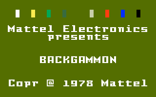 ABPA Backgammon (Intellivision) screenshot: Title screen.