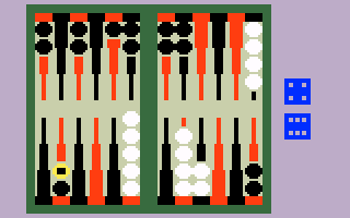 ABPA Backgammon (Intellivision) screenshot: During play.