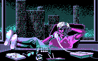 Altered Destiny (DOS) screenshot: At office (CGA)