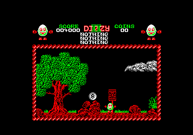 Treasure Island Dizzy (Amstrad CPC) screenshot: There's a coin!