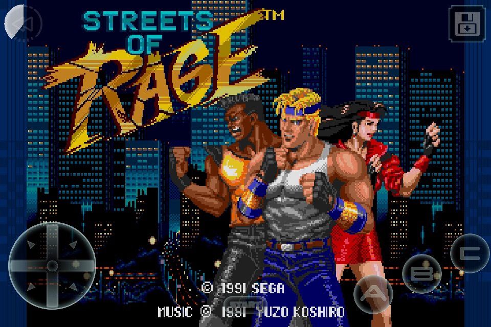 Streets of Rage (iPhone) screenshot: Title screen
