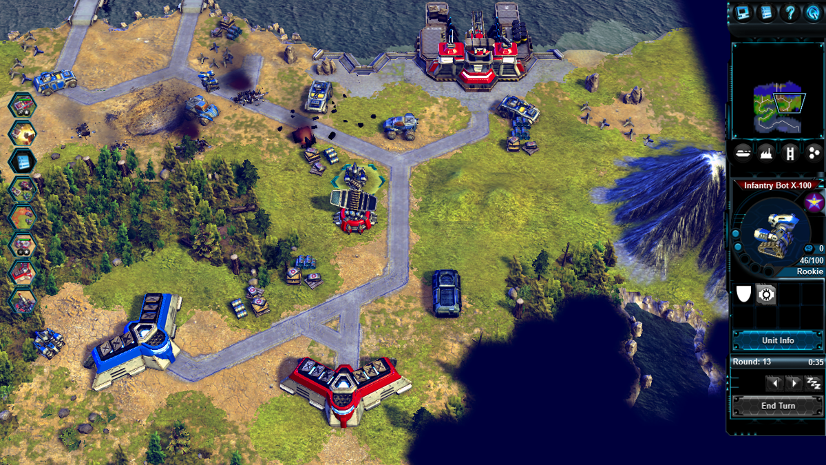 Battle Worlds: Kronos (Macintosh) screenshot: Attacking enemy base installations will turn them to your side