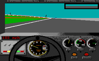 Bill Elliott's NASCAR Challenge (DOS) screenshot: Gameplay (EGA)
