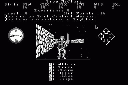 Alternate Reality: The City (Macintosh) screenshot: Encountered a Fighter