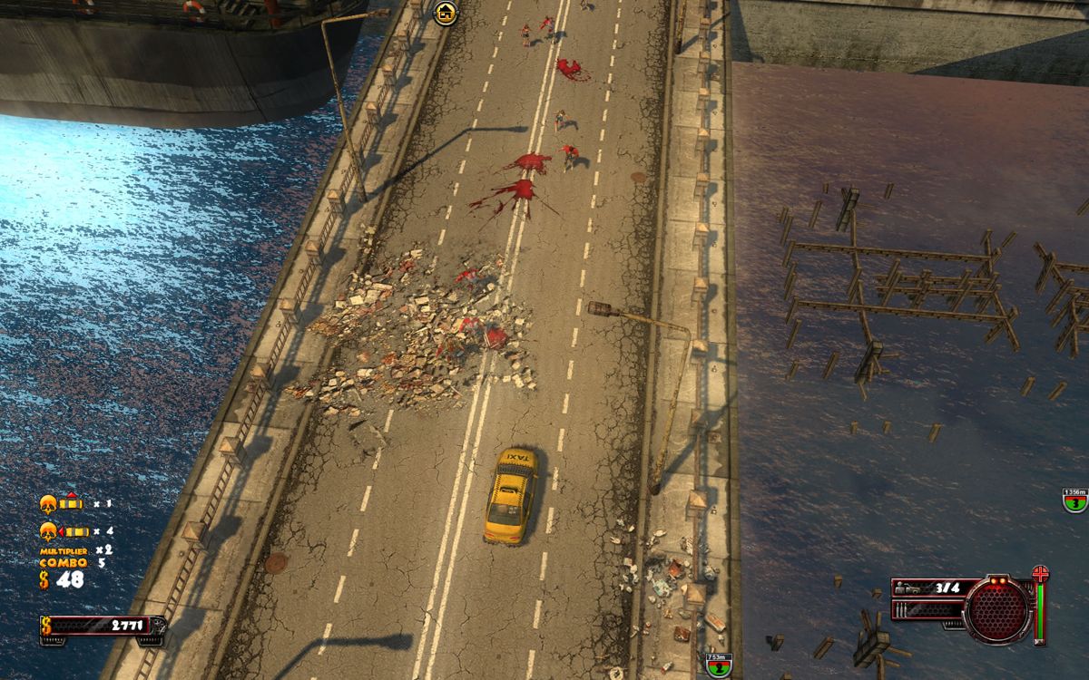 Zombie Driver (Windows) screenshot: Different regions are connected through bridges.
