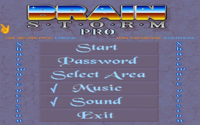 BrainStorm Pro (DOS) screenshot: The main menu Shareware version