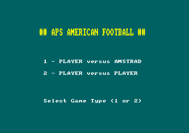 American Football (Amstrad CPC) screenshot: Options.