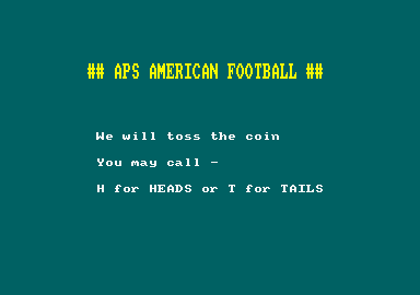 American Football (Amstrad CPC) screenshot: Heads or Tails.