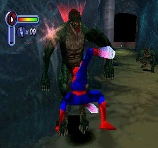 Spider-Man (PlayStation) screenshot: The Lizard Men, an example of the Lizard's mad science.