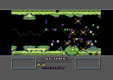 Challenge of the Gobots (Commodore 64) screenshot: I hit something or was hit and exploded.