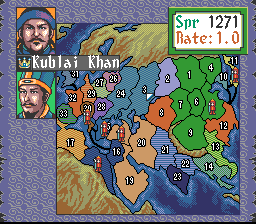 Genghis Khan II: Clan of the Gray Wolf (SNES) screenshot: Choosing your nation