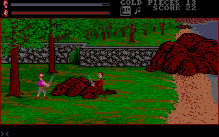 The Adventures of Maddog Williams in the Dungeons of Duridian (DOS) screenshot: Combat! This ain't no <i>Prince of Persia</i> though.