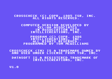 Crosscheck (Commodore 64) screenshot: Introduction