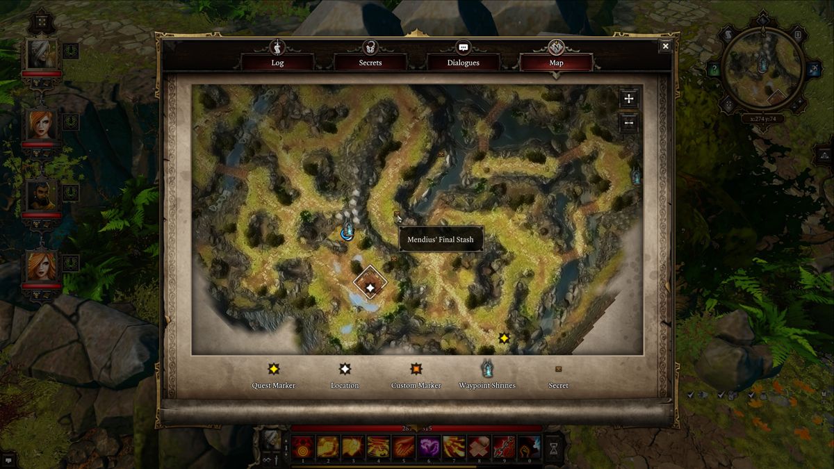 Divinity: Original Sin - Enhanced Edition (Linux) screenshot: A finished quest marked a secret on the map