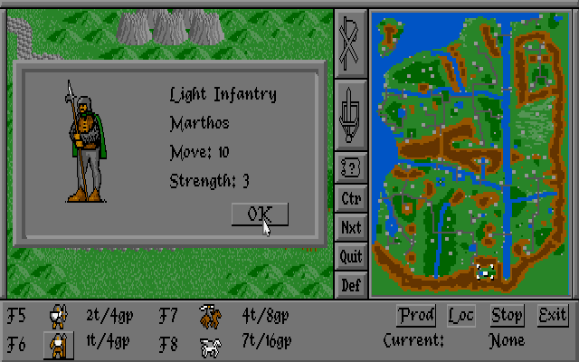 Warlords (DOS) screenshot: Light infantry