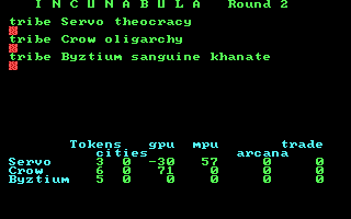 Incunabula (DOS) screenshot: The results of round 2