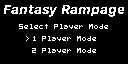 Fantasy Rampage (Arduboy) screenshot: Selecting number of players.