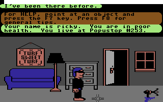 Habitat (Commodore 64) screenshot: Inside my turf.
