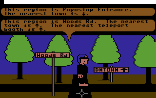 Habitat (Commodore 64) screenshot: Woods Road.