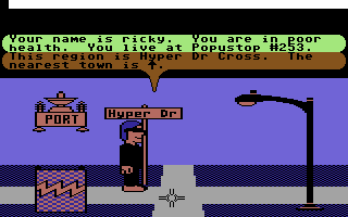 Habitat (Commodore 64) screenshot: Crossway.