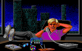 Altered Destiny (DOS) screenshot: At office (EGA)