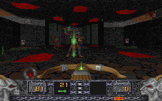 Heretic (DOS) screenshot: Crossbow - good weapon