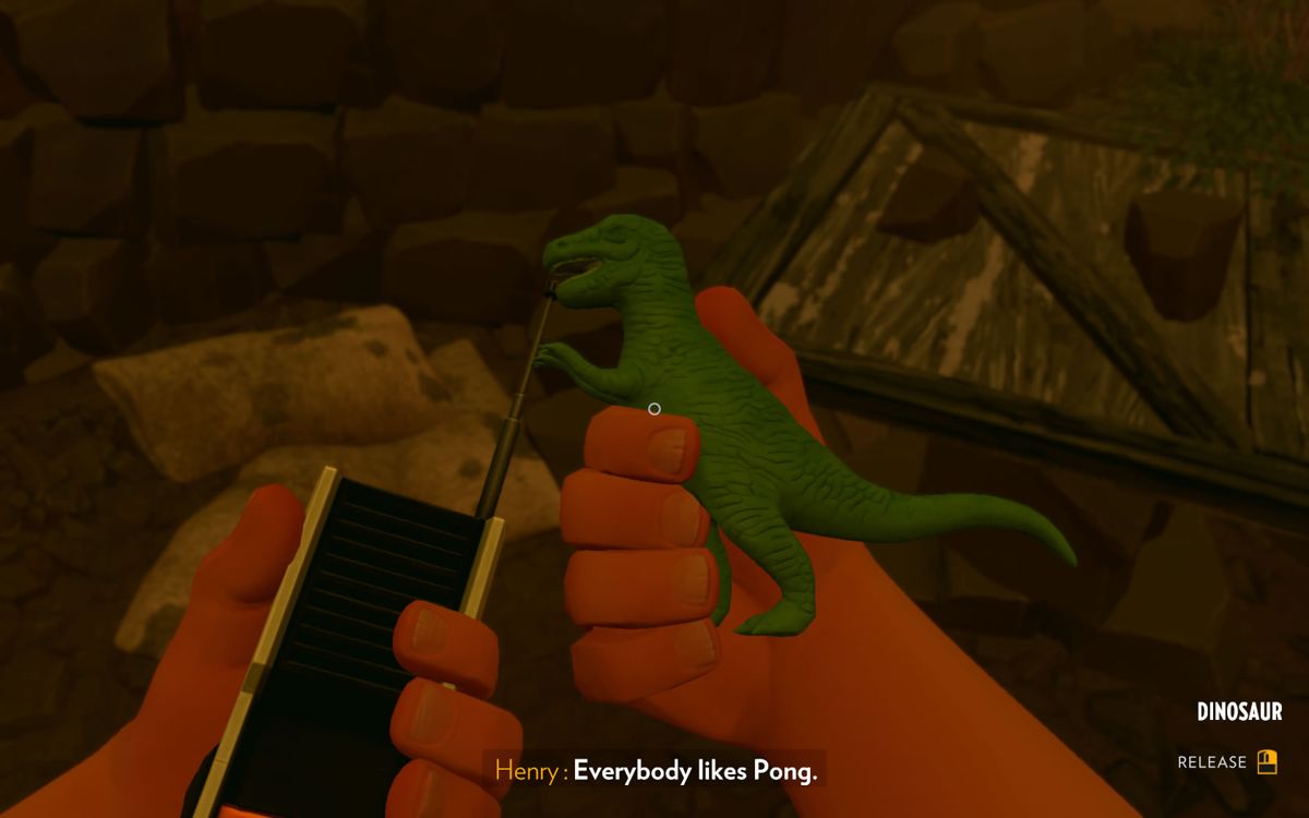 Firewatch (Windows) screenshot: A toy dinosaur