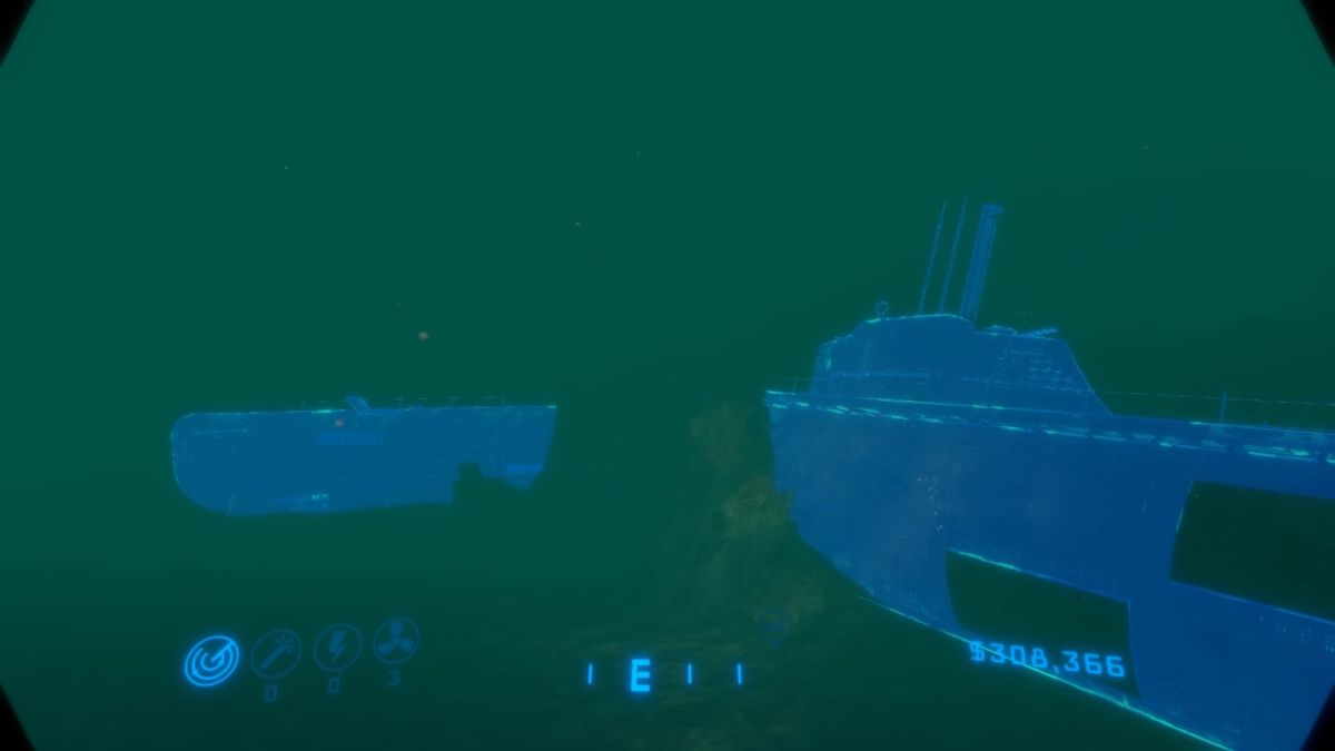 Neptune Flux (PlayStation 4) screenshot: A U-boat broken in two parts (TV mode)