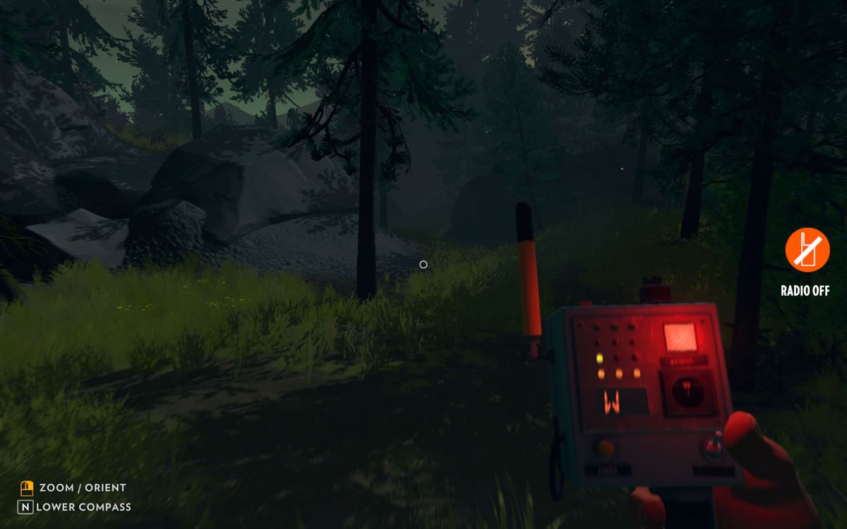 Firewatch (Windows) screenshot: Henry has a new device, replacing his compass.