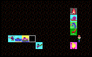 Literki - Cyferki (DOS) screenshot: Match pictures - transport