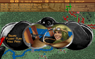 The Ancient Art of War in the Skies (DOS) screenshot: Pilot info & menu