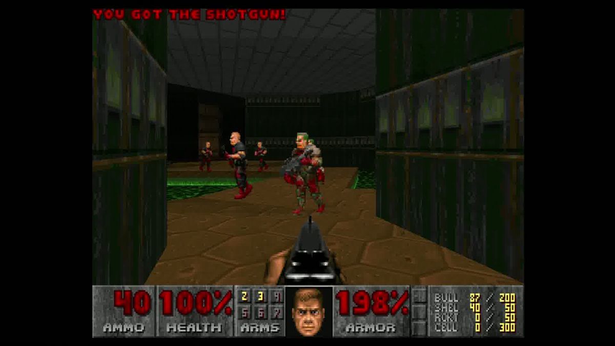 The Ultimate Doom (Xbox 360) screenshot: The port does limit your view to the original 4:3 aspect ratio. This cannot be changed.