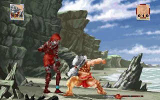 Savage Warriors (DOS) screenshot: Gladiator versus tribal warrior