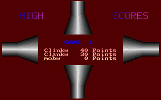 Icy Metal (DOS) screenshot: Game 1 - high score shown prior to playing.