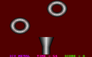 Icy Metal (DOS) screenshot: Game 3 - independently moving toruses, player controlled funnel with ball inside.