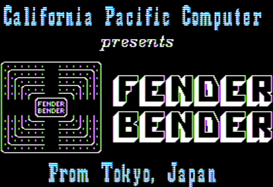 Fender Bender (Apple II) screenshot: Title Screen