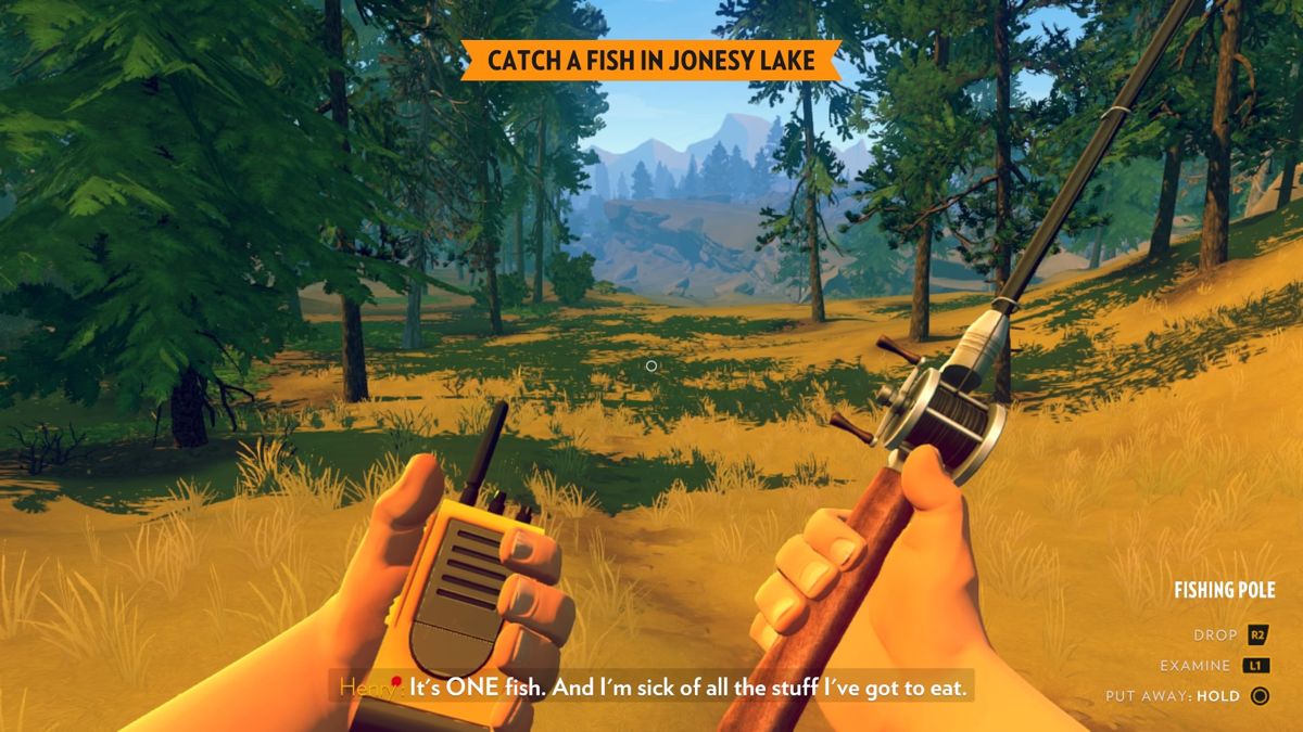 Firewatch (PlayStation 4) screenshot: Just one fish... who will mind, except the fish