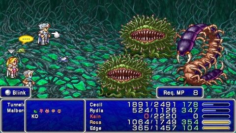 Final Fantasy IV: The Complete Collection (PSP) screenshot: Final Fantasy IV: Malboros tend to inflict nasty status effects on the party