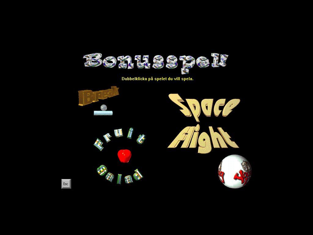 Universum (Windows) screenshot: Launch menu for the bonus games