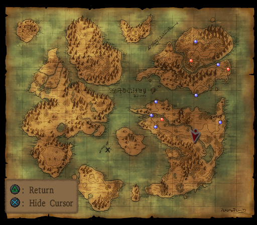 Dragon Quest VIII: Journey of the Cursed King (PlayStation 2) screenshot: ...and it comes in two shapes, this one being the zoomed-out world map