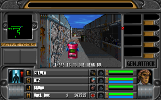 Whale's Voyage II: Die Übermacht (DOS) screenshot: Ahh, back to Castra! Droids roam the streets